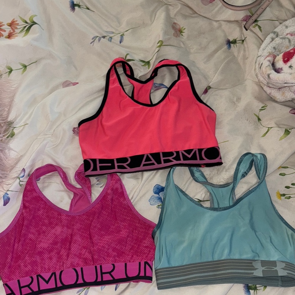 Under Armour Pink and Blue Sports Bras for Active Comfort